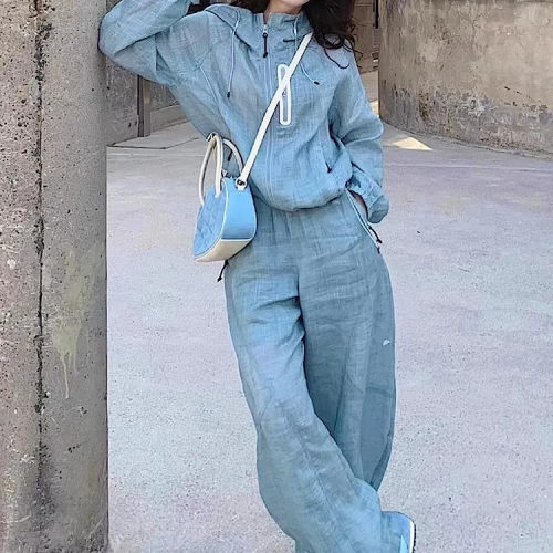 夏季薄款防晒大码户外两件套女