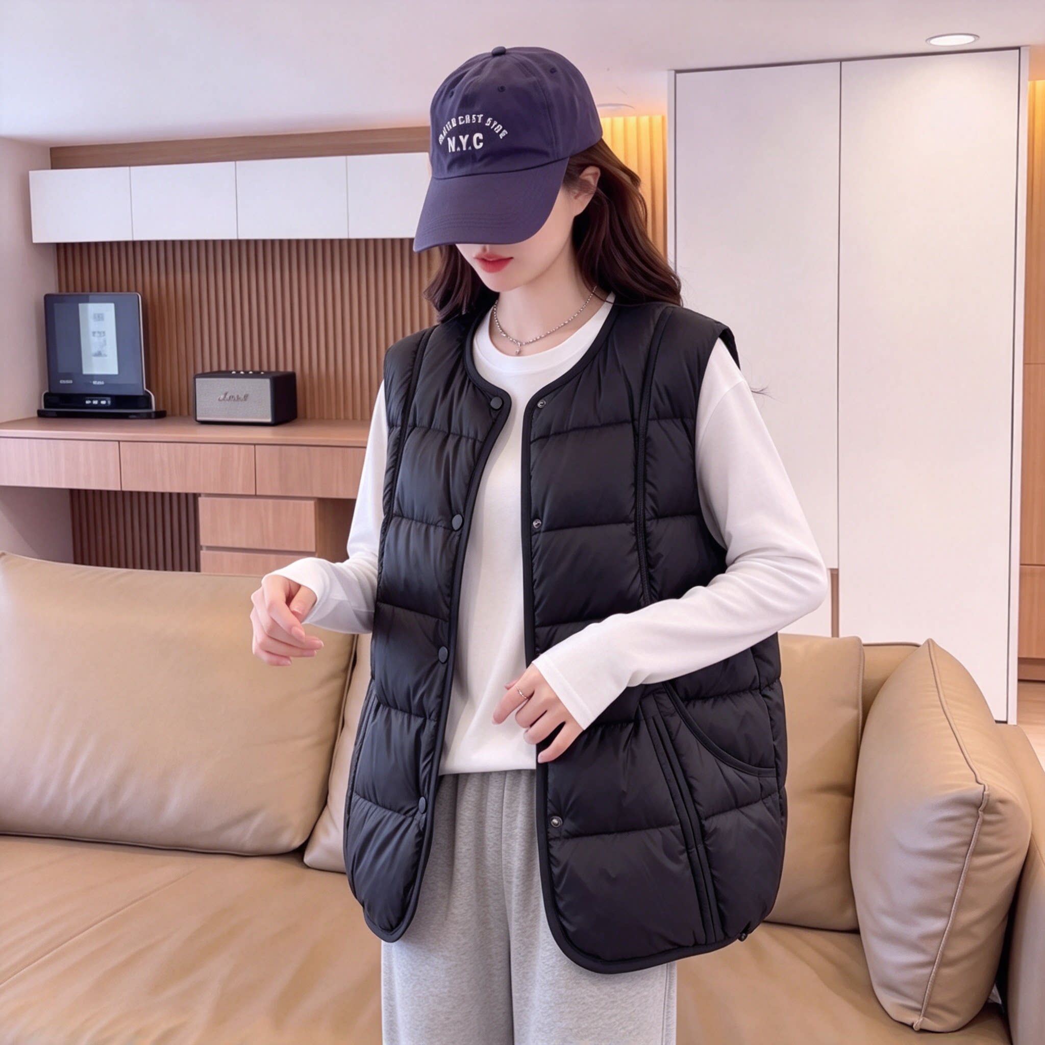欧货高级感气质羽绒棉马甲女2026秋冬新款大码百搭加厚保暖马夹潮