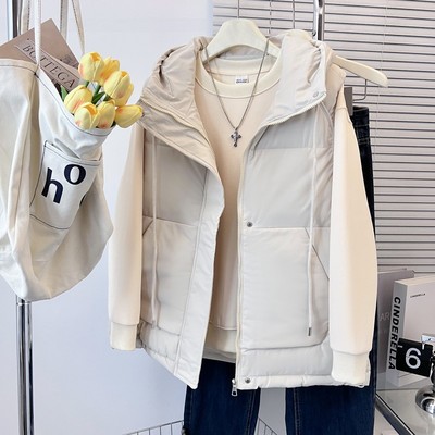 短款连帽背心马夹棉服外套