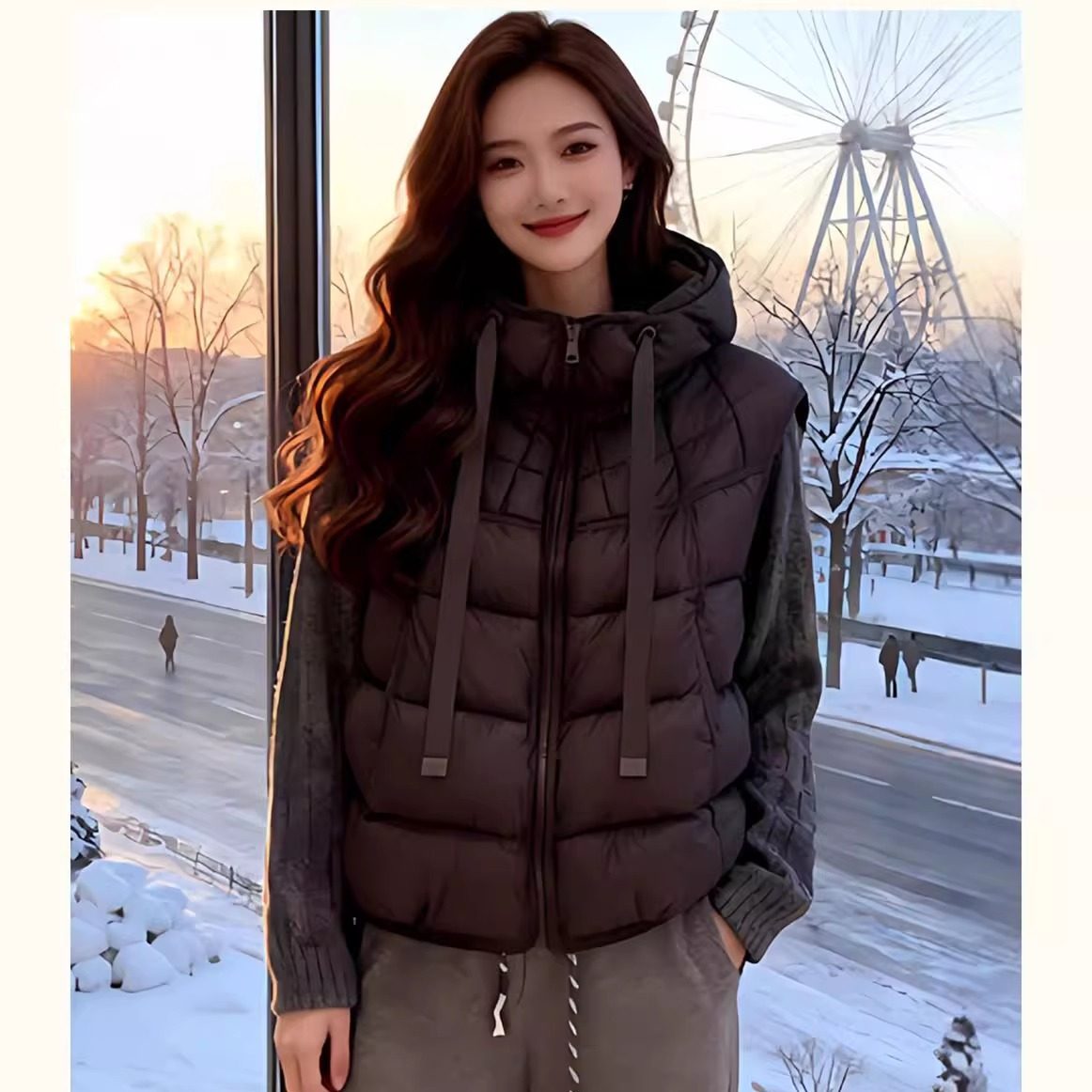 韩系高级感连帽羽绒棉马甲女2025冬季新款宽松拉链泡芙马夹短外套,女装/女士精品,马夹,淘宝优惠券,粉丝福利购,淘宝优惠卷