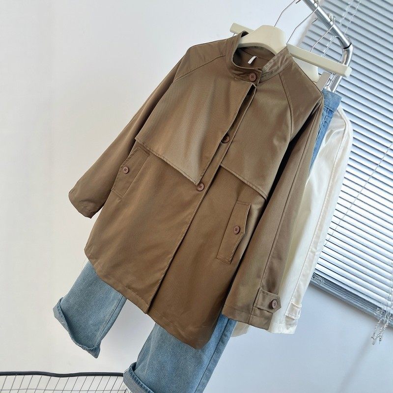 慵懒风高级感立领中长款工装风衣女2026秋冬宽松显瘦气质开衫外套,女装/女士精品,风衣,淘宝优惠券,粉丝福利购,淘宝优惠卷