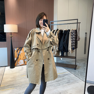 中长款风衣外套女新款小众纯色西服领双排扣时尚百搭网红宽松上衣