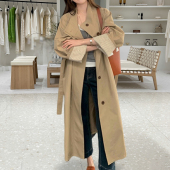 韩系经典 新款 英伦风外套 小个子2025秋季 高级感卡其色风衣女中长款