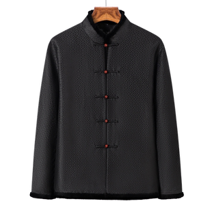 高端宋锦香云纱男装唐装冬季棉衣外套中式连袖棉服国风真丝厚棉袄