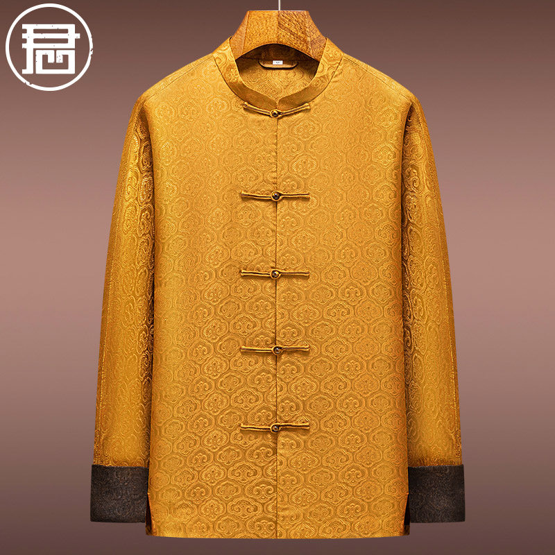 君子企鹅新年中式宋锦香云纱男装春装连袖真丝外套中国风过年衣服,男装,唐装,淘宝优惠券,粉丝福利购,淘宝优惠卷