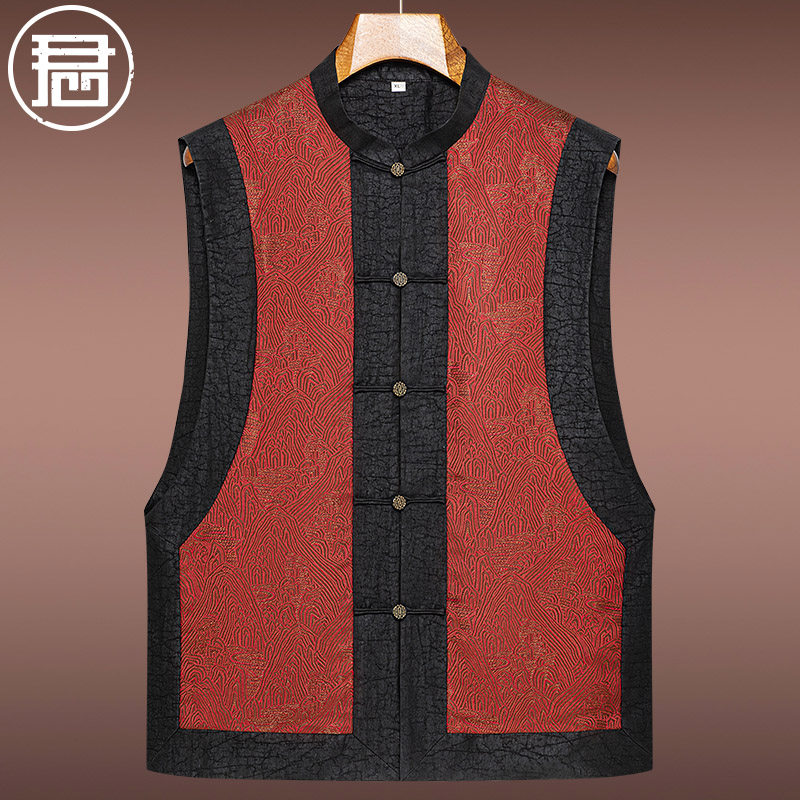 高档香云纱男装真丝马甲中国风