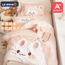 幼儿园被子三件套冬季加绒加厚儿童牛奶绒被褥冬天午睡入园六件套