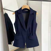 韩版 收腰显瘦西装 领马甲女短款 2025春秋新款 外套修身 马夹百搭坎肩