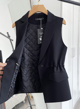 2024冬时尚新韩版加厚西装马夹女修身显瘦百搭马甲加棉短款开衫薄