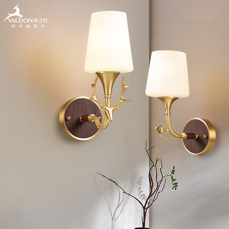 胡桃木床头壁灯中式卧室书房鹿角壁灯现代创意走廊全铜LED过道灯在类目 家装主材, 灯具灯饰, 壁灯中 - 来自Buy2taobao.com提供专业的淘宝代购服务