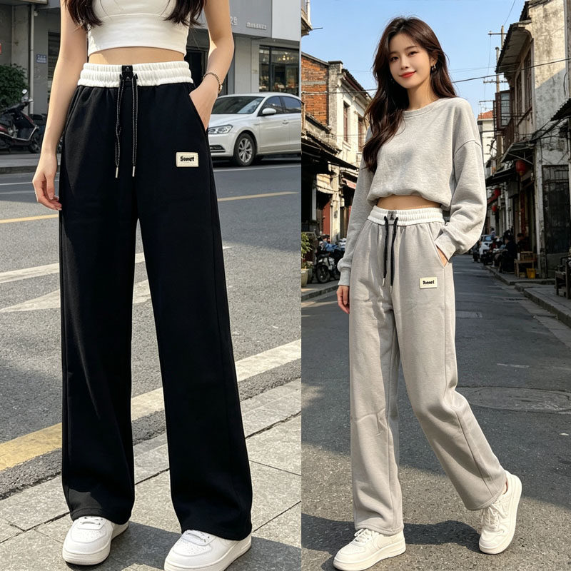 春秋女裤少女运动宽松休闲裤显瘦直筒裤2026新款网红爆款青年长裤