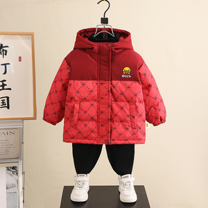小黄鸭童装正品羽绒服男童白鸭绒2023新款儿童红色保暖外套上衣服