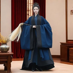 清和赋毛呢明制汉服道家传统道袍男女款素色加厚披风居士服
