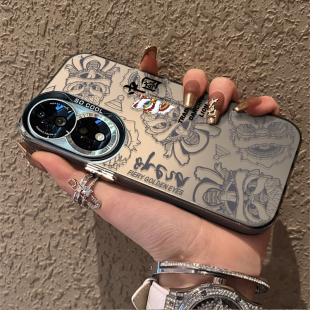 适用荣耀90Pro手机壳磨砂国粹醒狮9x高级感全包50防摔曲面屏70/80套网红60新款女magic5pro潮牌华为x40/x50男