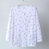 汗衫 睡衣上衣妈妈长袖 家居服女 纯棉内衣中老年人全棉开衫 春夏薄款