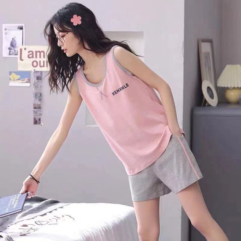 女士背心无袖夏季睡衣纯棉