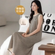 睡裙女士夏季 背心带胸垫条纹中长家居服可外穿坎肩慵懒风睡衣 无袖