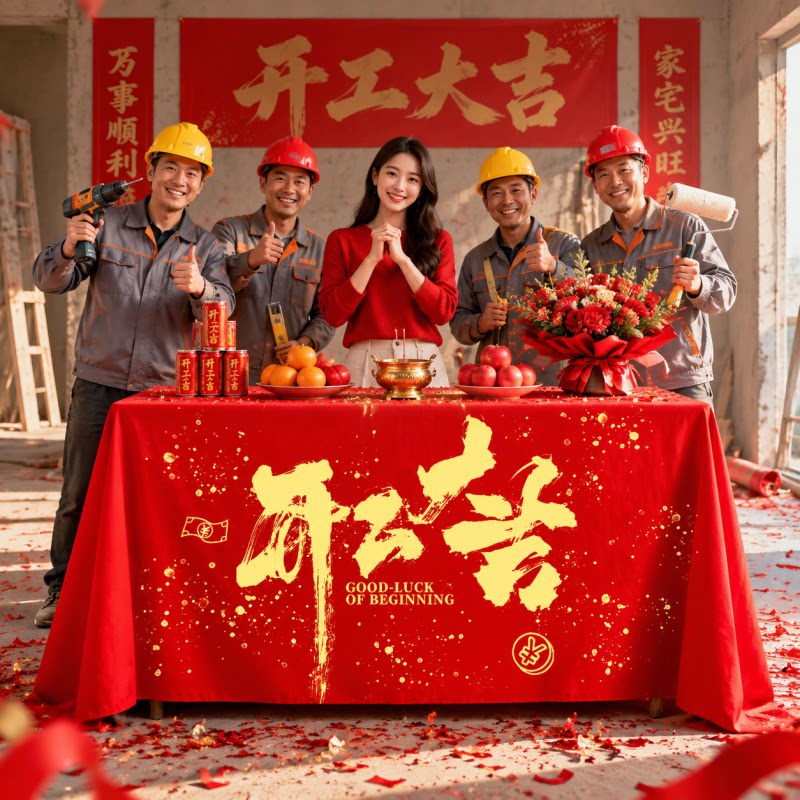 装修开工大吉仪式全套开工可乐动图片