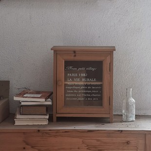 *番茄森森*法式中古复古风玻璃收纳柜桌面整理柜杉木首饰柜哥特风