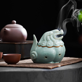 仿古创意陶瓷狻猊盘香炉家用茶道檀香沉香薰香炉中式 招财禅意摆件