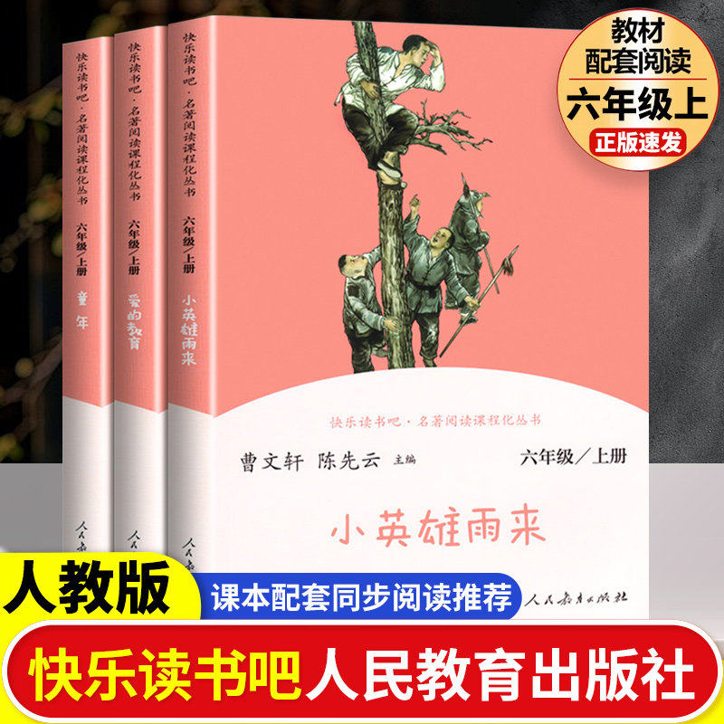 小英雄雨来六年级上册爱的教育童年人教版 快乐读书吧全套3册人民教育出版社鲁滨逊漂流记小学生六年级必读的课外书原著完整版书籍