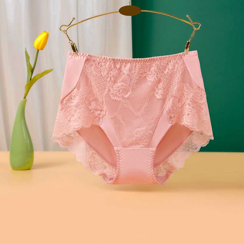 高档高腰女士内裤蕾丝性感无痕冰丝感纯棉裆包臀大码三角裤头夏薄