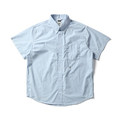 26S日系夏季薄款全棉紫标休闲雅痞纯色短袖衬衫男cityboy宽松衬衣