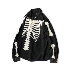 翻领衬衫 24AW 日系休闲人造丝宽松骨头印花长袖 平田和宏 KAPITAL