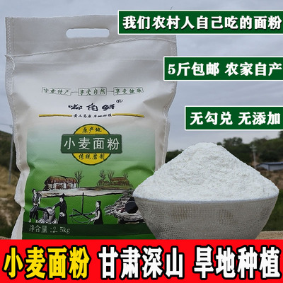 甘肃农家小麦面粉5斤 定西会宁旱地老品种农村自家吃冬麦新白面