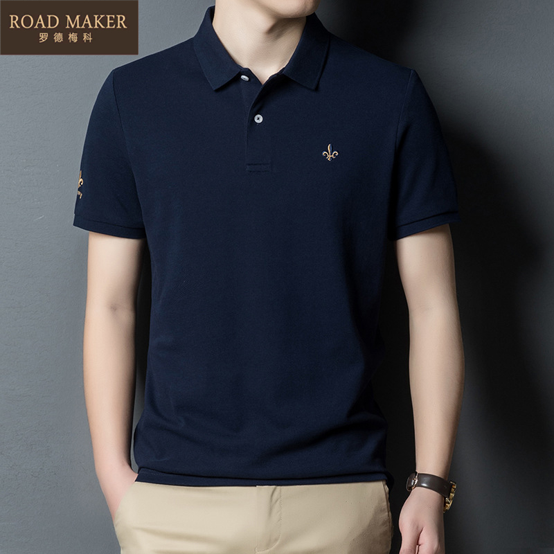 ROADMAKER夏季新款商务男士t恤纯棉轻奢休闲翻领短袖薄款polo衫