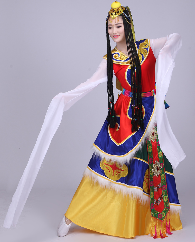 新款民族舞蹈女装藏族服蒙古演出服表演服水袖西藏藏服蒙古族服装