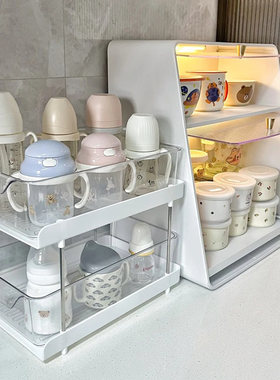 婴儿用品置物架宝宝喂 养台奶粉奶瓶收纳层架水杯副食品工具柜桌