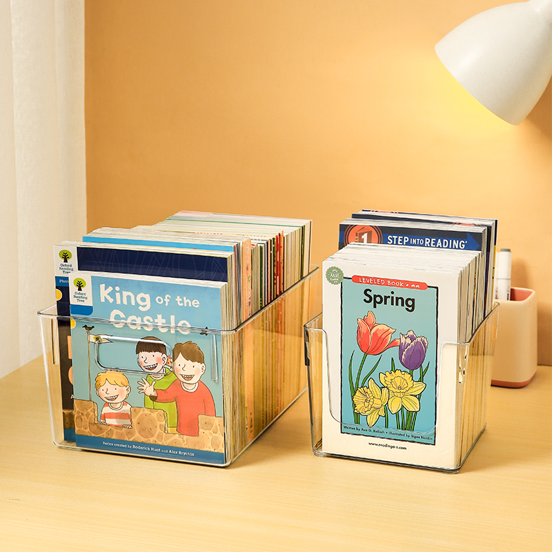 速发书桌收纳置物书透明书架本柜儿童绘架盒桌面整理神器