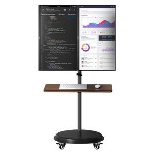 27/32/34/40寸显示器落地支架静音移动推车横竖屏旋转坐站办公架