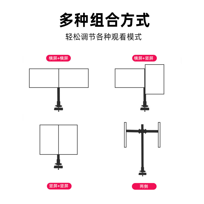 14支撑架办公双显示屏支架高低升降旋转32英寸拼接壁挂式炒股屏-