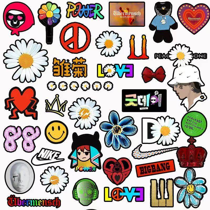 权志龙同款GD小雏菊行李箱贴纸防水不留胶旅行箱改造装饰贴纸潮牌