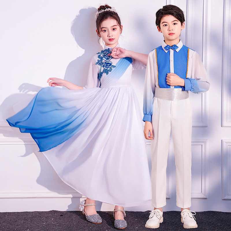 六一兒童合唱演出服中國(guó)風(fēng)朗誦舞蹈服中小學(xué)生男女樂(lè)器主持服裝05