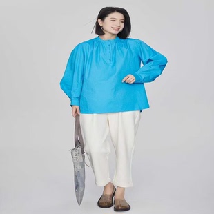 套头女上衣衬衫 文艺小众休闲大码 5410 新款 翠色嘉人2026春季