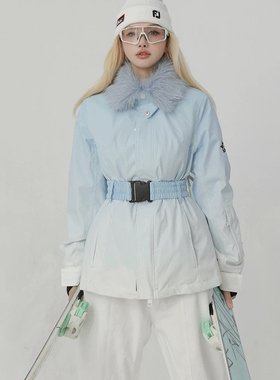 将军山滑雪服租赁，QLeo新款滑雪服套装女加绒防水防风修身喇叭裤