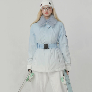将军山滑雪服租赁，QLeo新款滑雪服套装女加绒防水防风修身喇叭裤