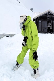 将军山雪服租赁,KSKM荧光绿新款加厚户外防风防水雪服套装男