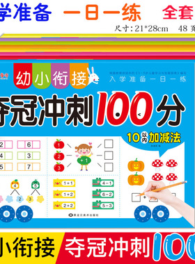 幼小衔接夺冠冲刺100分测试卷全套拼音数学语言入学准备一日一练10 20以内加减法学前中大班辅导幼升小声母韵母整体认读综合练习册