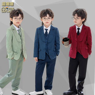 男童礼服钢琴演出小主持人套装儿童生日帅气朗诵走秀西装庆典马甲