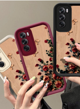 油画玫瑰适用oppoReno15手机壳0pp0Reno15C保护opporeon14的opopreno13套12新款11全包10pro+9/8防摔7外壳6男