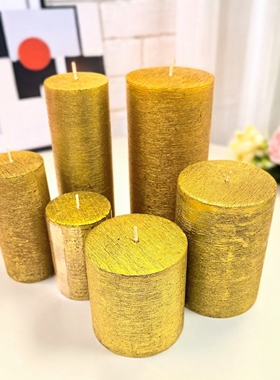 金色蜡烛银色红色拉丝电镀蜡烛圆柱蜡烛无烟圣诞蜡烛宴会派对蜡烛