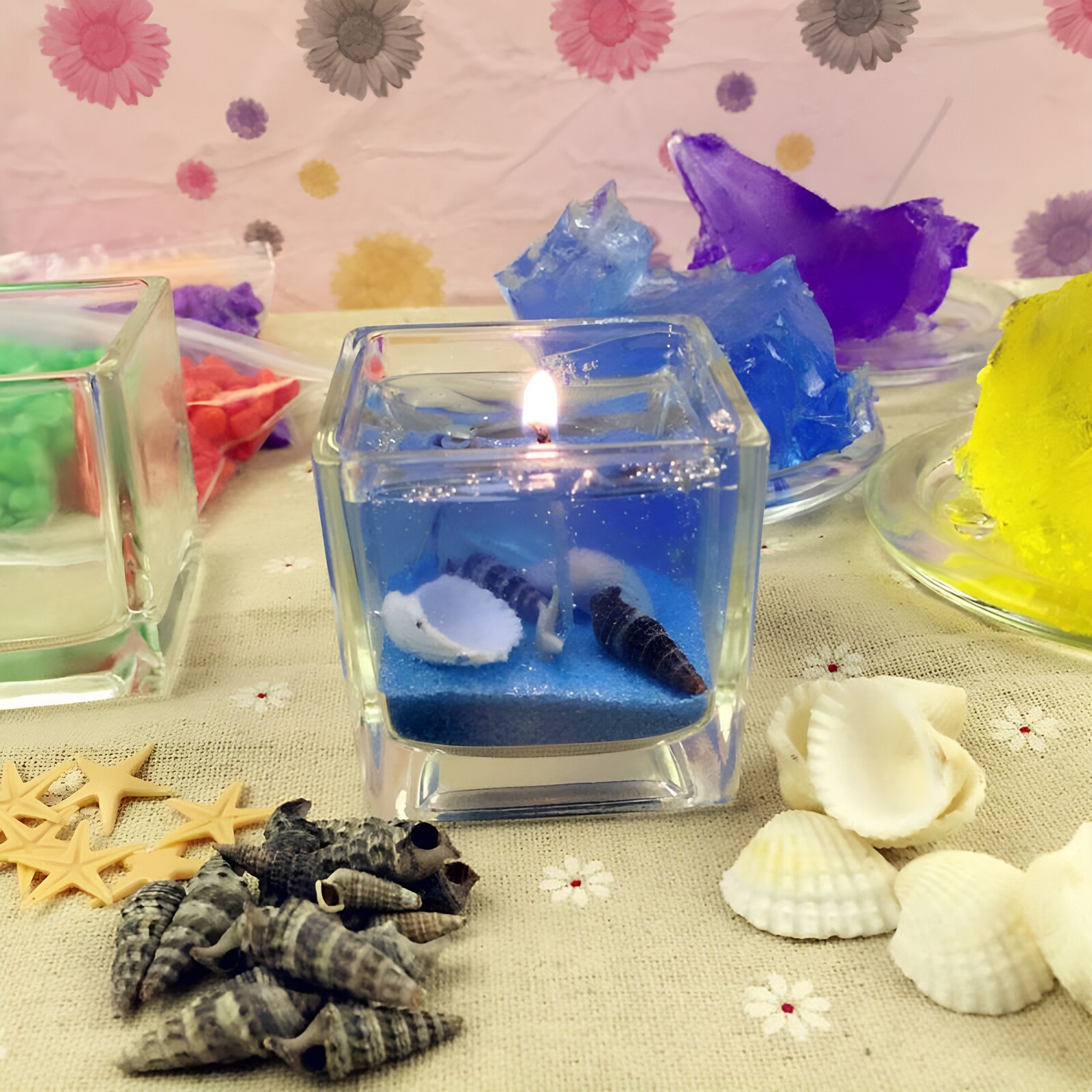 果冻蜡烛diy材料活动款式多贝壳海洋水晶蜡烛套餐材料包手工制作