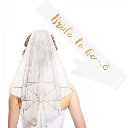 玫瑰金Bride To Be 新娘肩带发箍头箍婚前单身趴婚礼派对聚会装饰