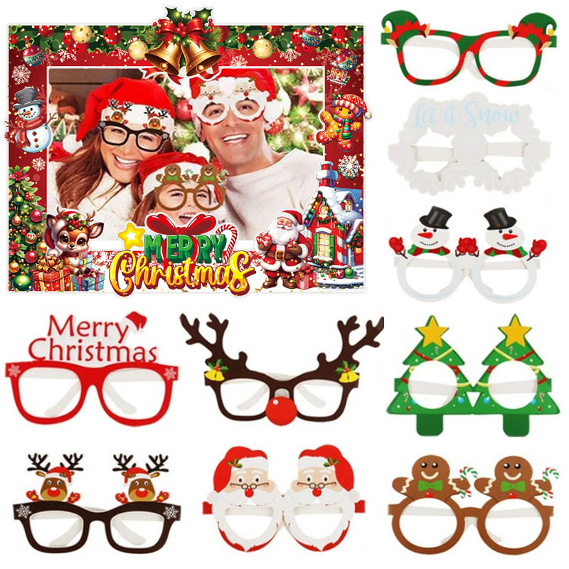 圣诞节老人雪人眼镜相框拍照道具