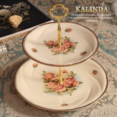 下午茶点心盘欧式三层双层水果盘客厅蛋糕架甜品陶瓷家用干果餐盘|ruв категории посуда, посуда, фрукты бассейна/компот/корзина - от Buy2taobao.com для оказания профессиональной услуги покупки агента Taobao