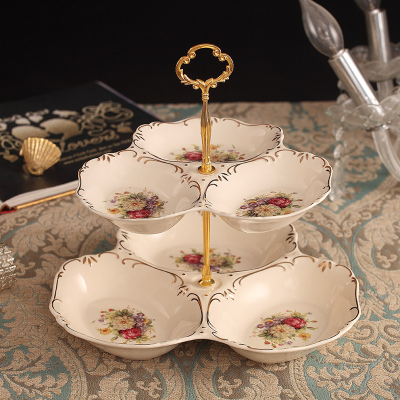 European style Dessert plate ceramics Fruit plate Dried fruit tray a living room originality Afternoon Tea Cake double-deck Snack standin the Tableware , Tableware , Fruit bowl/Fruit plate/Hamper  category - from Buy2taobao.com to provide professional Taobao agent buy service